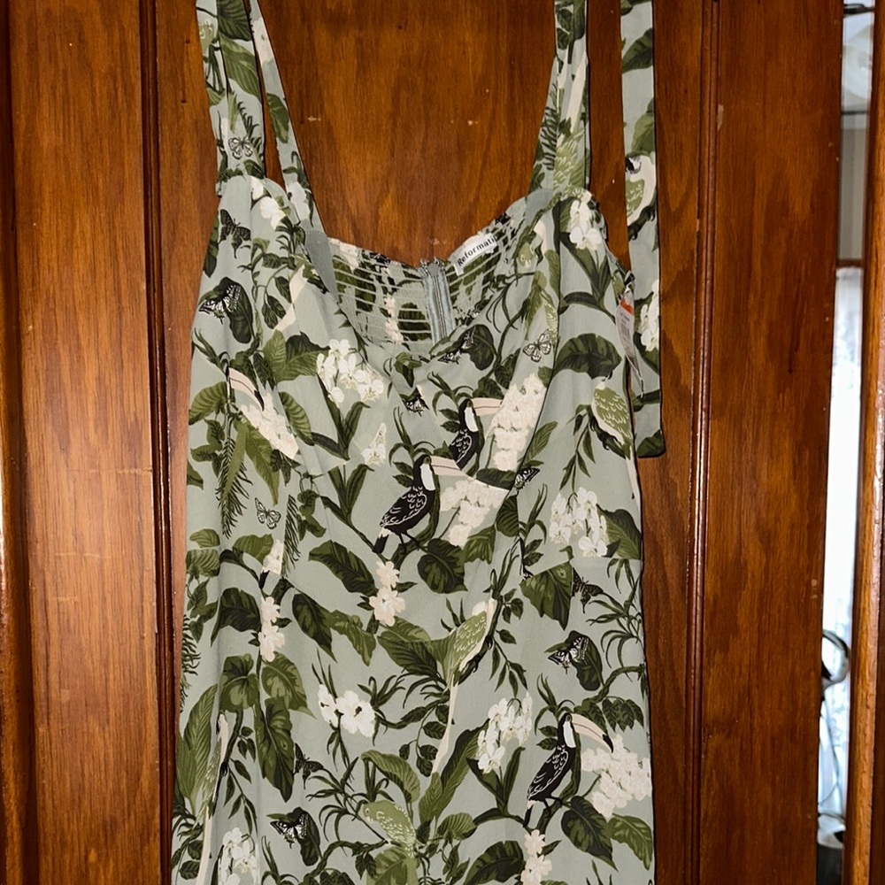 Reformation plus size Floral Green and White Dress